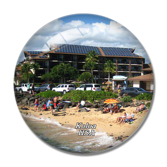 USA America Koloa Lawa'i Beach 3D Fridge Magnet Crystal Glass