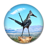 USA America Las Cruces Recycled Roadrunner Sculpture 3D Fridge Magnet Crystal Glass