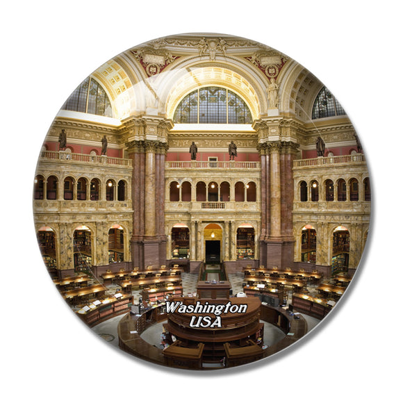 USA America Library Congress Washington 3D Fridge Magnet Crystal Glass