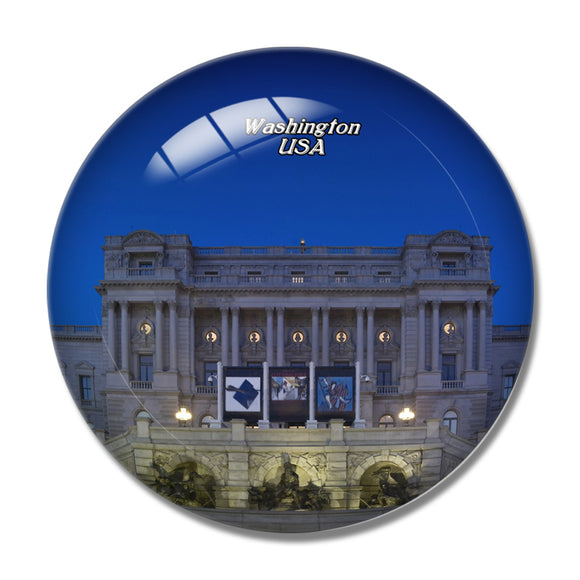 USA America Library Of Congress Washington 3D Fridge Magnet Crystal Glass