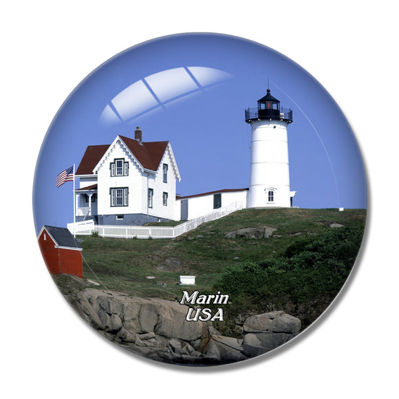 USA America Light House Marin County 3D Fridge Magnet Crystal Glass
