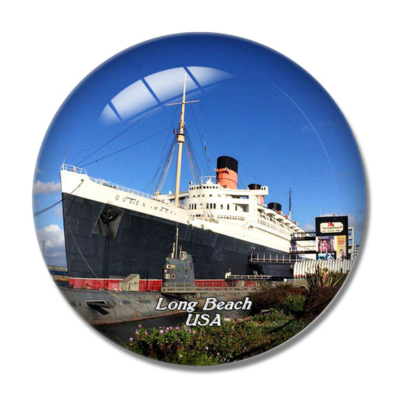 USA America Long Beach The Queen Mary 3D Fridge Magnet Crystal Glass