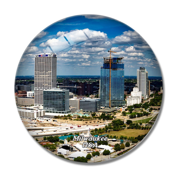 USA America Milwaukee Skyline 3D Fridge Magnet Crystal Glass