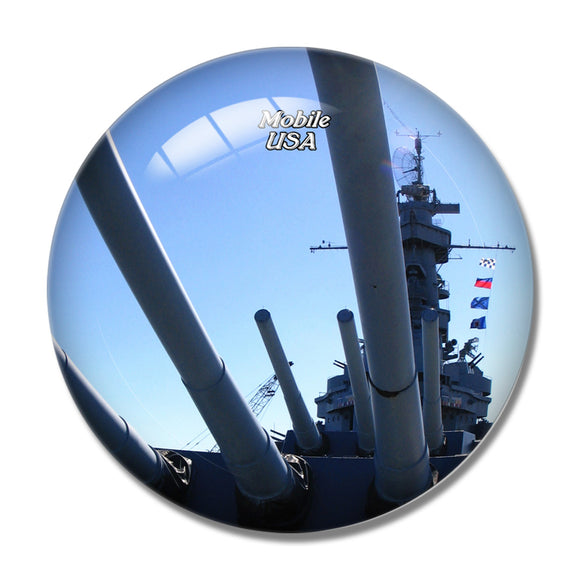 USA America Mobile Battleship USS Alabama 3D Fridge Magnet Crystal Glass