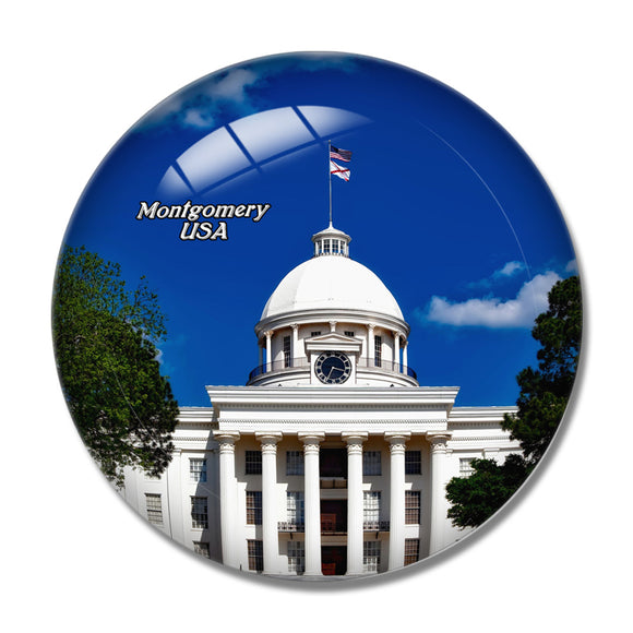 USA America Montgomery Alabama Capitol Building 3D Fridge Magnet Crystal Glass
