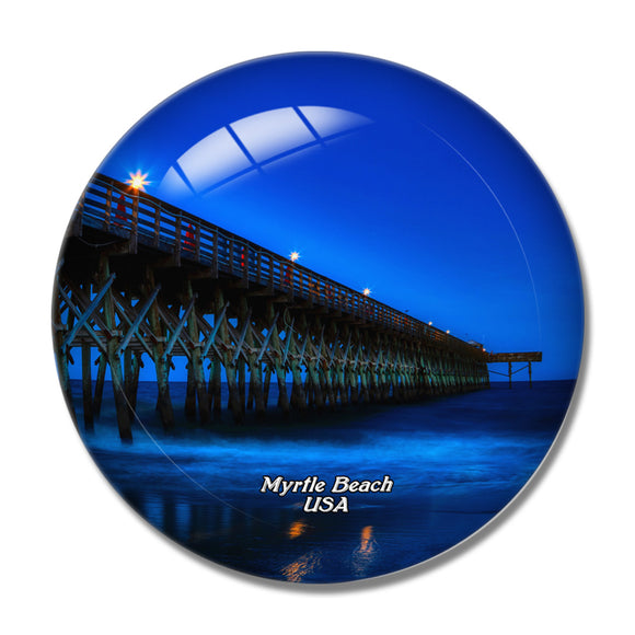 USA America Myrtle Beach Pier 3D Fridge Magnet Crystal Glass