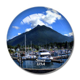 USA America Sitka Crescent Harbor 3D Fridge Magnet Crystal Glass