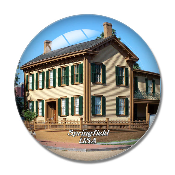 USA America Springfield Abraham Lincoln House 3D Fridge Magnet Crystal Glass