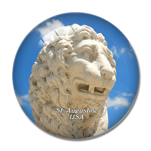 USA America St. Augustine Lion Statue 3D Fridge Magnet Crystal Glass