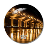 USA America Stuart Riverwalk Bridge 3D Fridge Magnet Crystal Glass