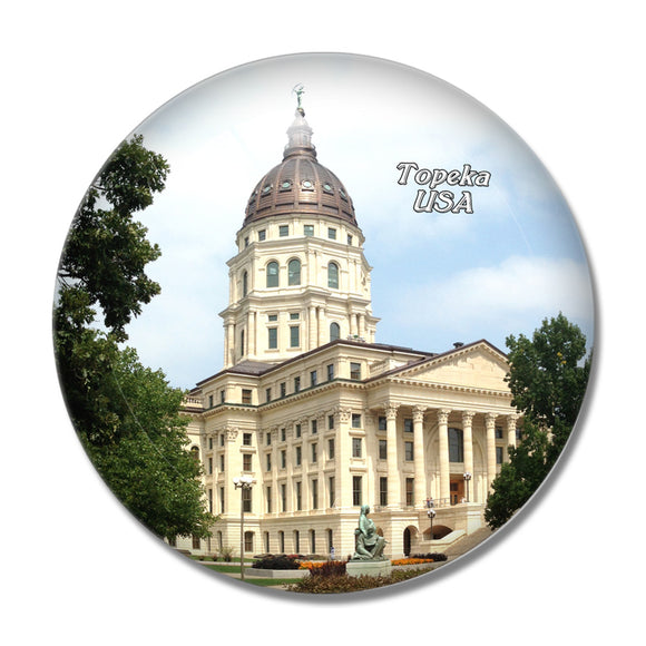 USA America Topeka Kansas Capitol 3D Fridge Magnet Crystal Glass