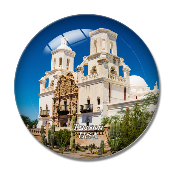 USA America Tucson Mission Church 3D Fridge Magnet Crystal Glass