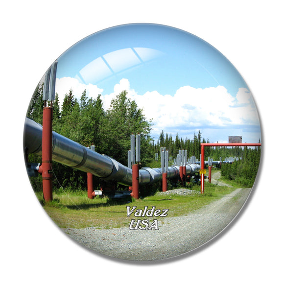 USA America Valdez Alaska Pipeline 3D Fridge Magnet Crystal Glass