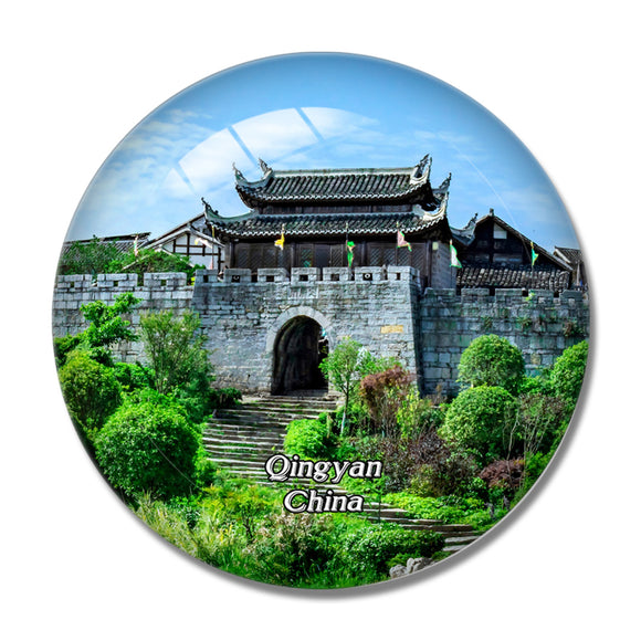 China Qingyan Ancient Town Guiyang 3D Fridge Magnet Crystal Glass