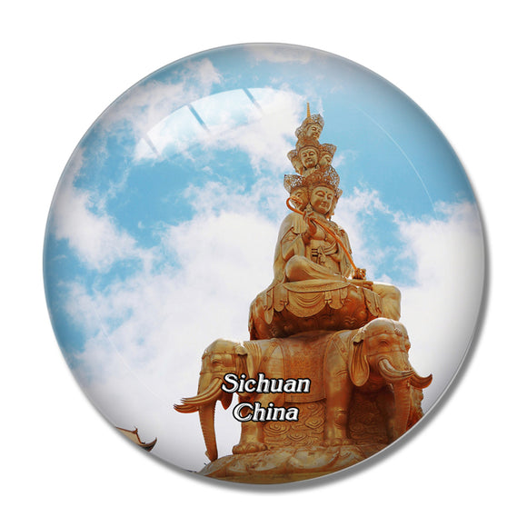 China Sichuan Golden Top Mount Emei 3D Fridge Magnet Crystal Glass