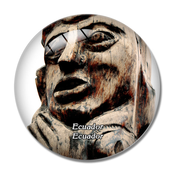 Ecuador Totem Man With Cut Ear 3D Fridge Magnet Crystal Glass