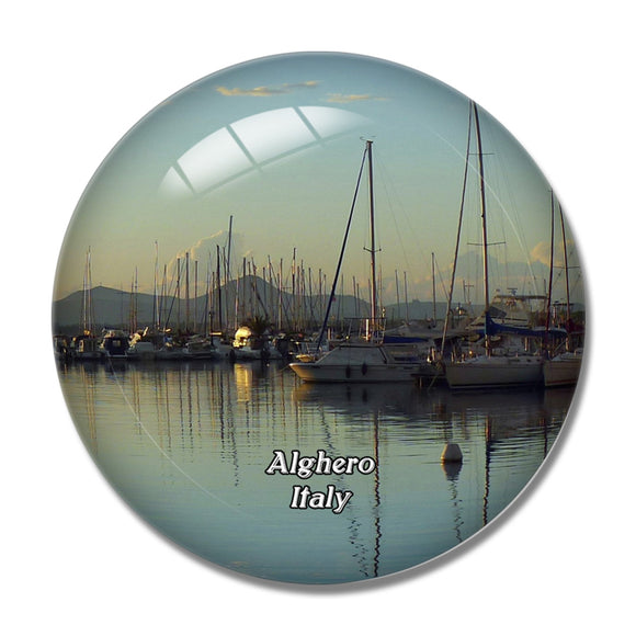 Italy Alghero Harbour 3D Fridge Magnet Crystal Glass