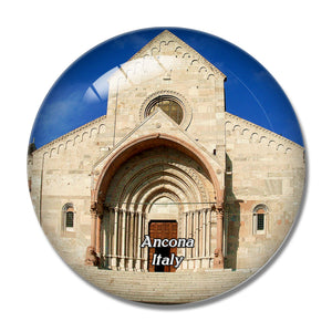 Italy Ancona Cathedral San Ciriaco 3D Fridge Magnet Crystal Glass