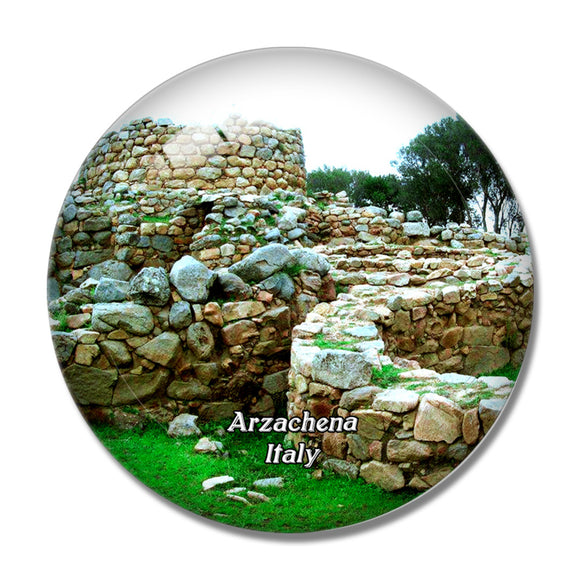 Italy Arzachena Nuraghe la Prisgiona 3D Fridge Magnet Crystal Glass