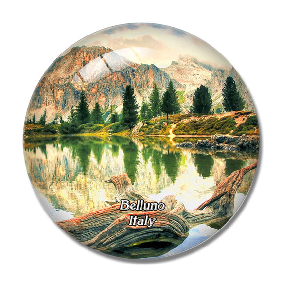 Italy Belluno Lech Limides Dolomittene 3D Fridge Magnet Crystal Glass