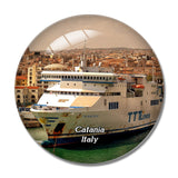 Italy Catania Sicily Ocean Liner Cruise 3D Fridge Magnet Crystal Glass