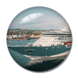 Italy Civitavecchia Cruise Ship 3D Fridge Magnet Crystal Glass