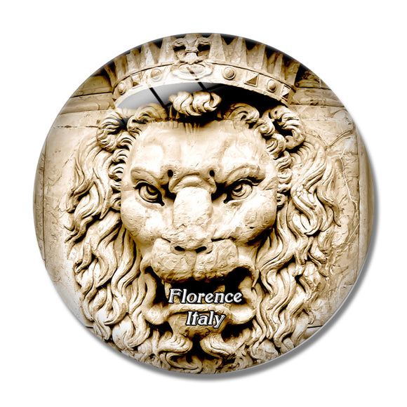 Italy Florence Lion King Crown Stone Sculpture 3D Fridge Magnet Crystal Glass