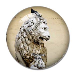 Italy Florence Lion Statue 3D Fridge Magnet Crystal Glass