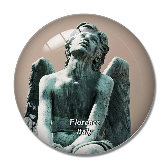 Italy Florence Sculpture Bronze Angel 3D Fridge Magnet Crystal Glass