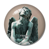 Italy Florence Sculpture Bronze Angel 3D Fridge Magnet Crystal Glass