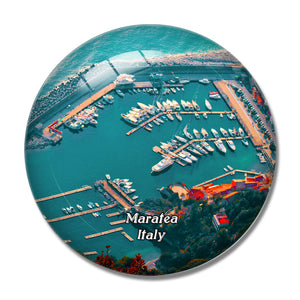 Italy Maratea Porto Marina Boats 3D Fridge Magnet Crystal Glass