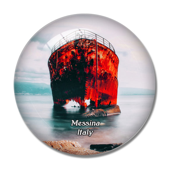 Italy Messina Ship Sea 3D Fridge Magnet Crystal Glass