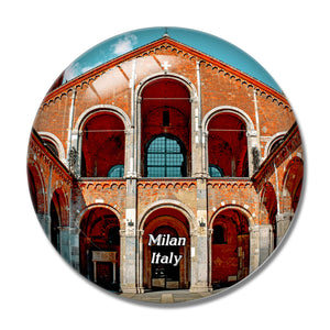 Italy Milan Basilica Of St Ambrogio 3D Fridge Magnet Crystal Glass