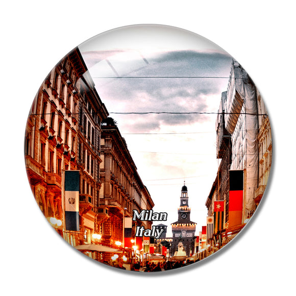 Italy Milan  Centre Street 3D Fridge Magnet Crystal Glass