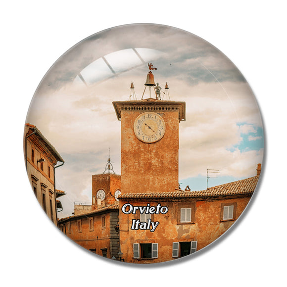 Italy Orvieto Tower Clock 3D Fridge Magnet Crystal Glass