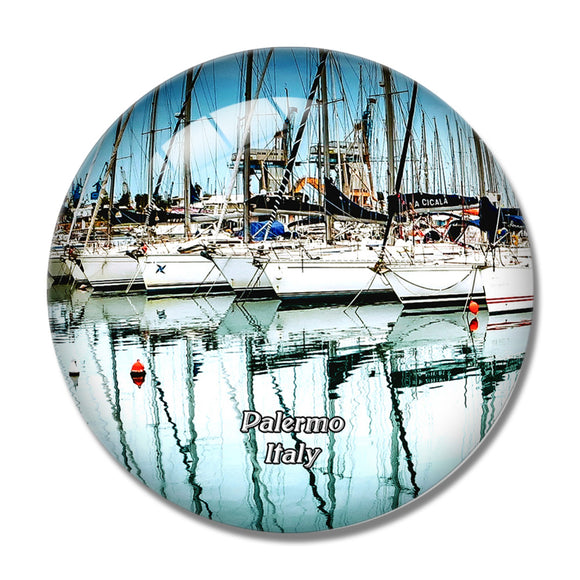 Italy Palermo Marina 3D Fridge Magnet Crystal Glass