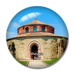 Italy Perugia Church Building Rotunda 3D Fridge Magnet Crystal Glass