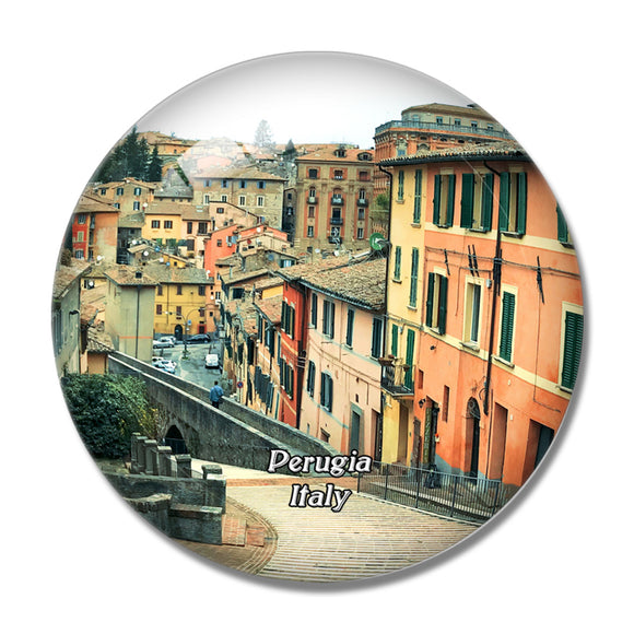 Italy Perugia Stairs Umbria Old Path Town 3D Fridge Magnet Crystal Glass