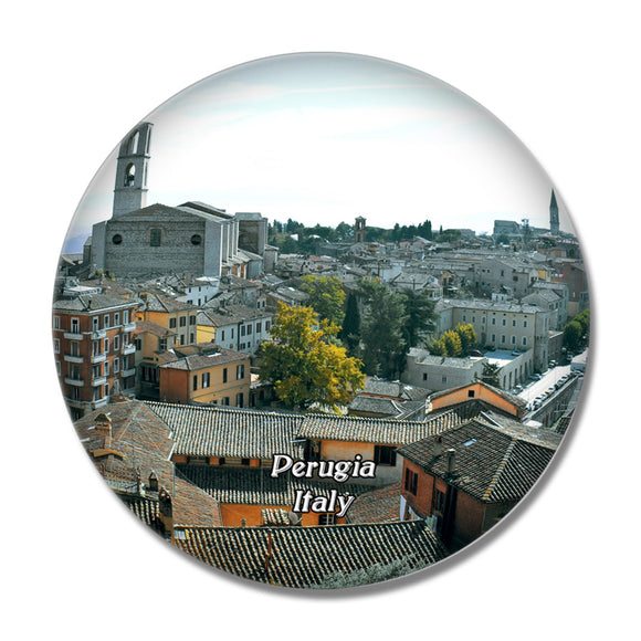 Italy Perugia Umbria Medieval Village 3D Fridge Magnet Crystal Glass