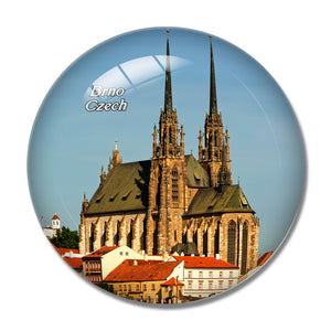 Czech Cathedral of St. Peter and St. Paul Brno 3D Fridge Magnet Crystal Glass