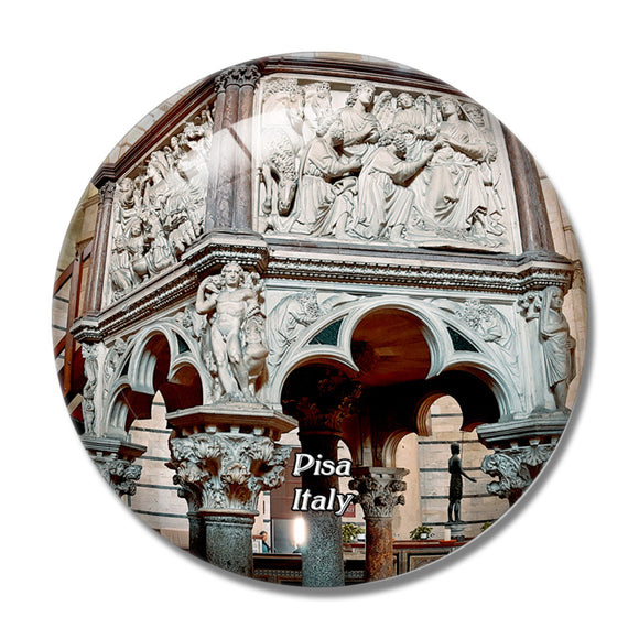 Italy Pisa Baptistery Marble Pulpit Marble Pulpit 3D Fridge Magnet Crystal Glass