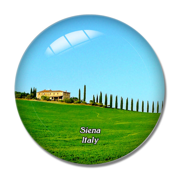 Italy Siena Toscana Cypresses Farmhouse 3D Fridge Magnet Crystal Glass