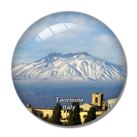 Italy Taormina Etna Volcano 3D Fridge Magnet Crystal Glass