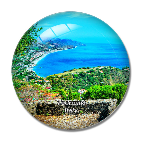 Italy Taormina Sicily Coastline 3D Fridge Magnet Crystal Glass