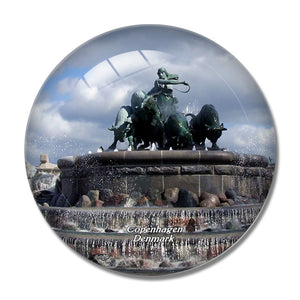 Denmark Gefion Fountain Copenhagen 3D Fridge Magnet Crystal Glass