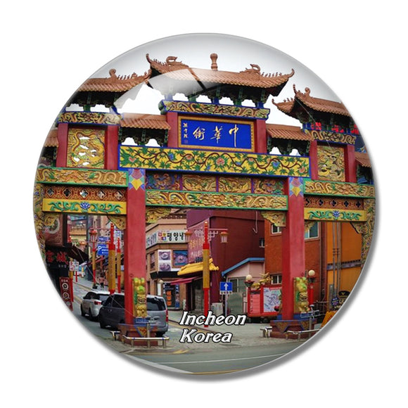 Incheon Chinatown Korea 3D Fridge Magnet Crystal Glass