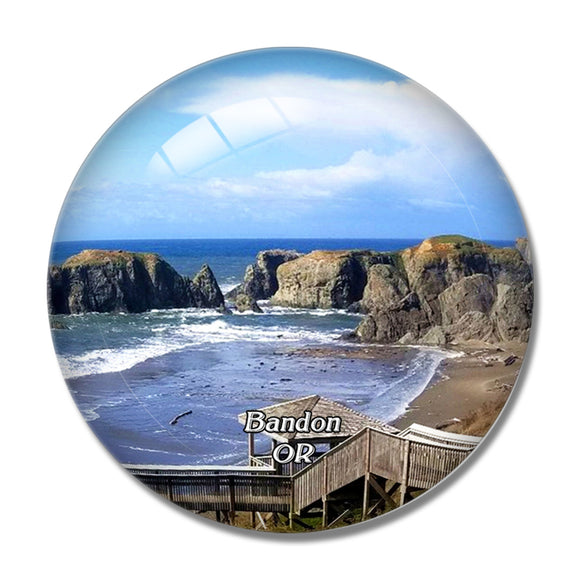 Bandon Face Rock Oregon USA 3D Fridge Magnet Crystal Glass