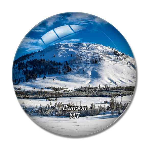 Bunson Peak Yellowstone Montana USA 3D Fridge Magnet Crystal Glass