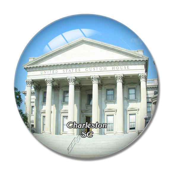 Charleston Custom House South Carolina USA 3D Fridge Magnet Crystal Glass