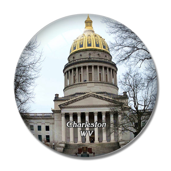 Charleston State Capitol West Virginia USA 3D Fridge Magnet Crystal Glass